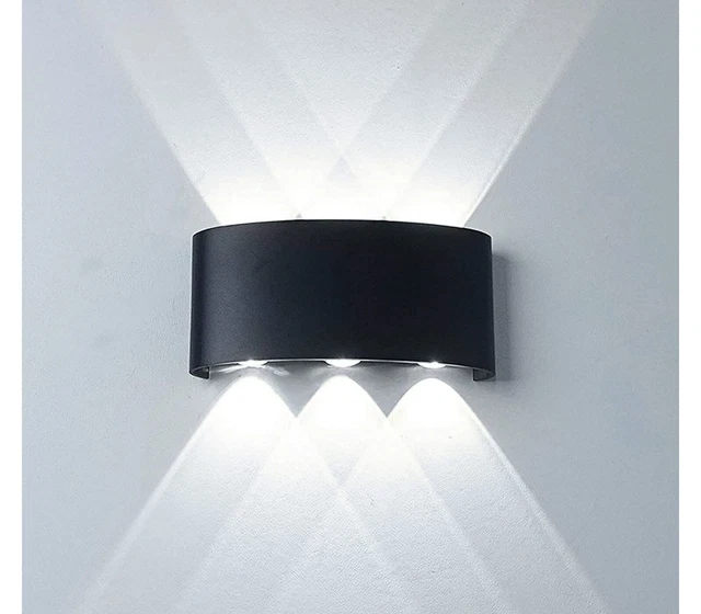 Lampada da Parete Applique Led Esterno Interno 18W Luce Fredda Nera Ovale FD-17