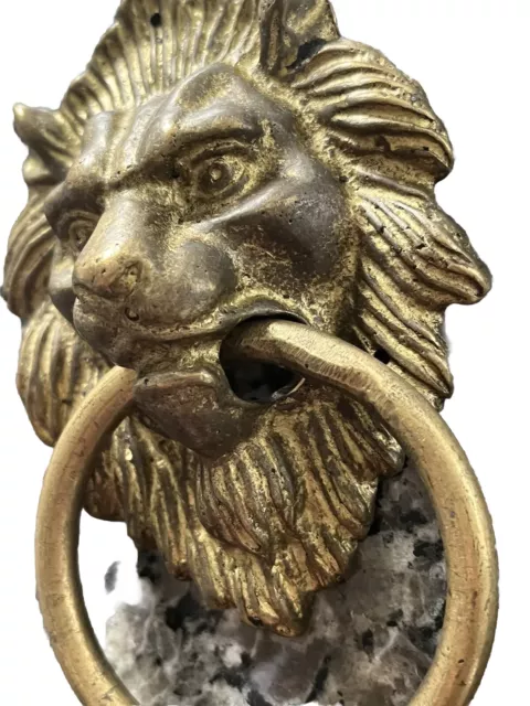 Vtg Lion Head Door Knocker Brass Door Knocker Door Bell