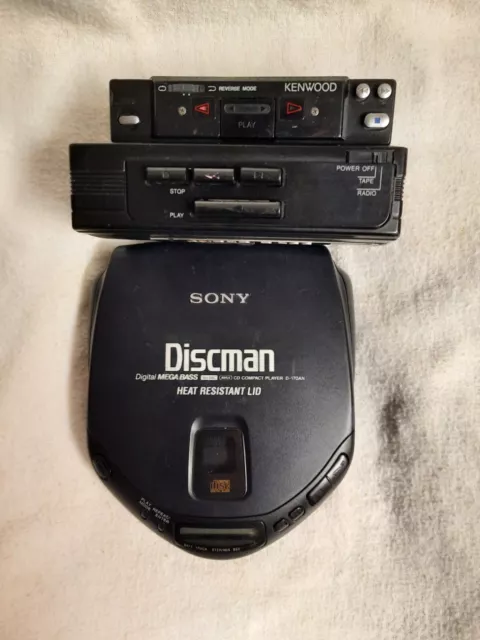 Tragbarer CD Player Sony Discman D-170AN/Kenwood cp-303/ Aiwa HS-19 Cassette