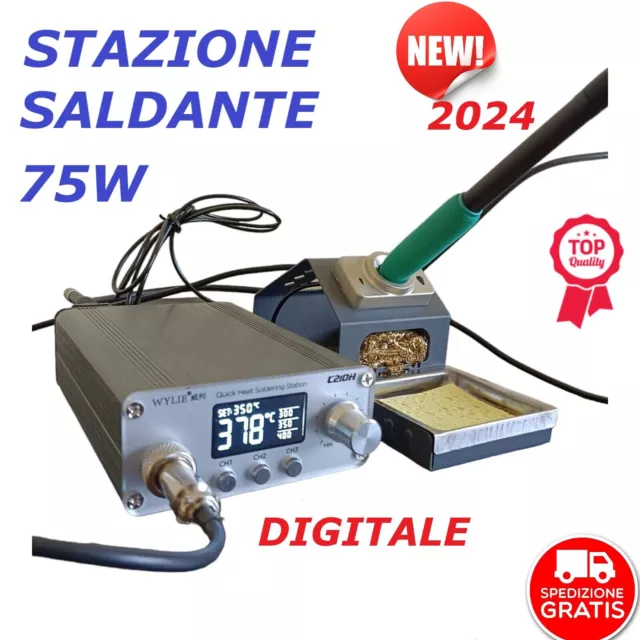 Stazione Saldante 75 Watt Potente Elevata Potenza Professionale C210H Digitale