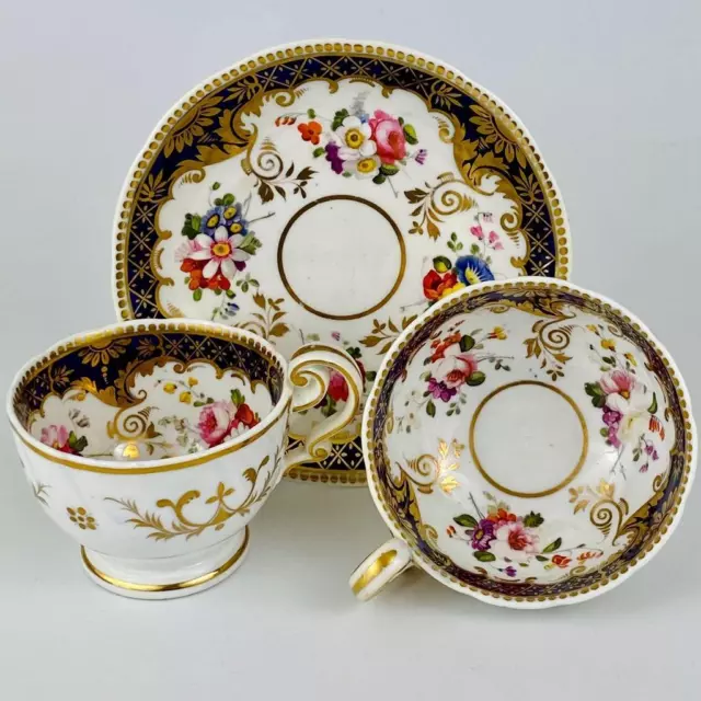 Antique True Trio John Ridgway c1830~Tea Cup Coffee & Saucer ~ Gold Gilt~#2/2102