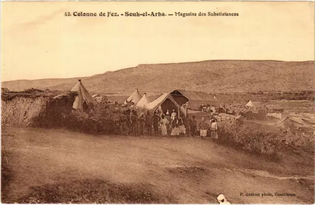 CPA AK MAROC Colonne de FEZ - Souk-EL-ARBA - Magasins des Substistances (92788)