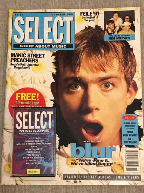 SELECT Music Magazine October 1991 Blur Manics REM PLUS FREE TAPE CLASH P ENEMY