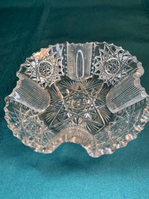 Antique AMERICAN Brilliant Cut Glass Small Size Fine Quality Detailed Pattern 2
