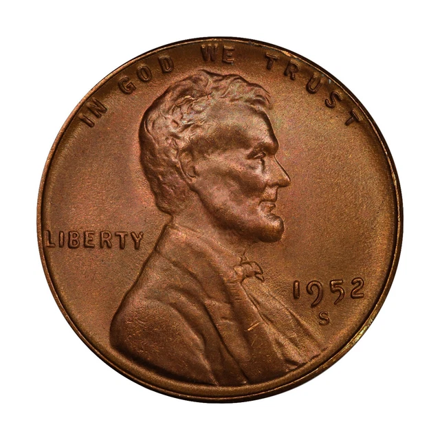 1952 S Lincoln Wheat Cent Choice BU 1c Brilliant Uncirculated OBW Superb Detail