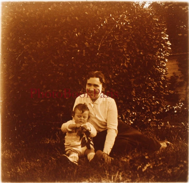FRANCE Famille c1930 Photo Plaque de verre Stereo Vintage P29L5n3