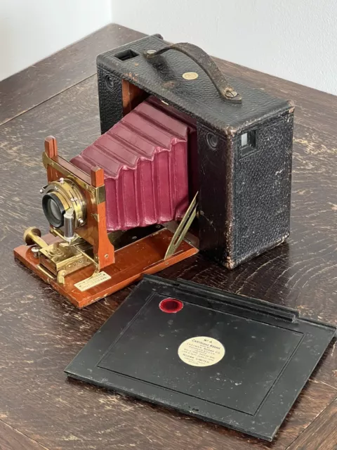Pat. 1897 Eastman Kodak No.4 Cartridge Red Bellows Folding Camera #28783