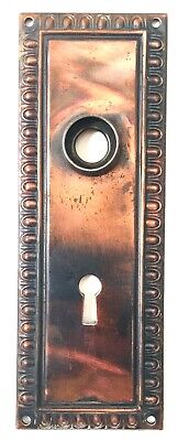 Vintage Door Knob Backplate w/ Key Hole 2 3/8" x 6 1/2" Brass Plated, Original