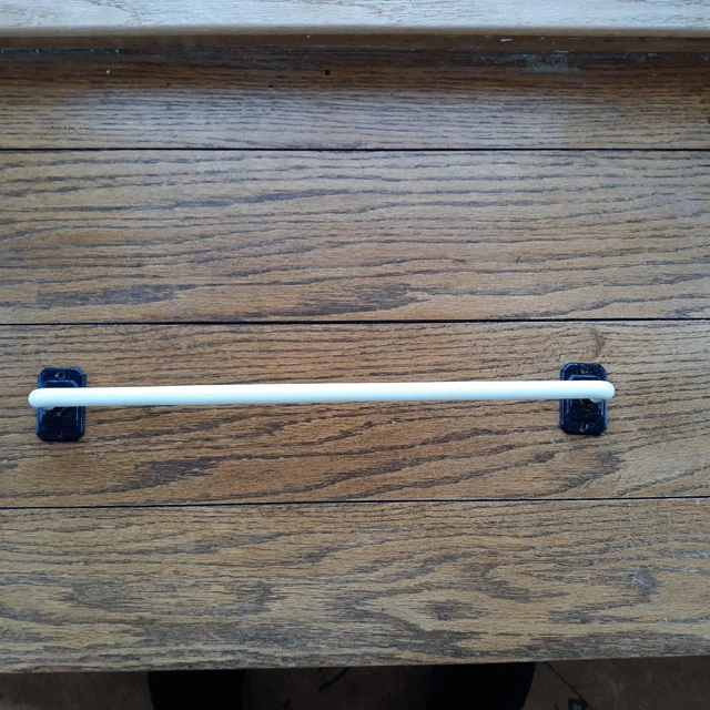 Vintage Bath Kitchen Antique Towel Bar White Milkglass 15" Rod Metal Brackets 2
