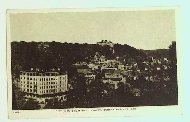 City view from Wall Street Eureka Springs Arkansas AR Postcard Vintage Q