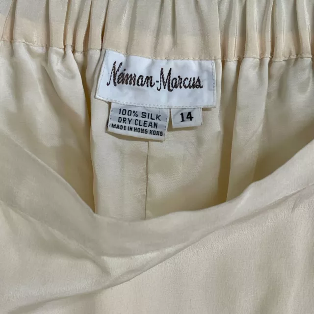 Neiman Marcus Vintage Silk Skirt Cream Silver Floral Sequin Embellished Size 14 3