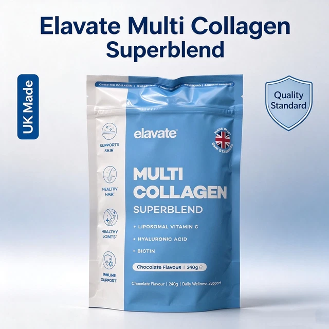 Genuinine GENUINE ELEVATE MULTI Collagen Super blend Chocolate 240g New Sealed ...