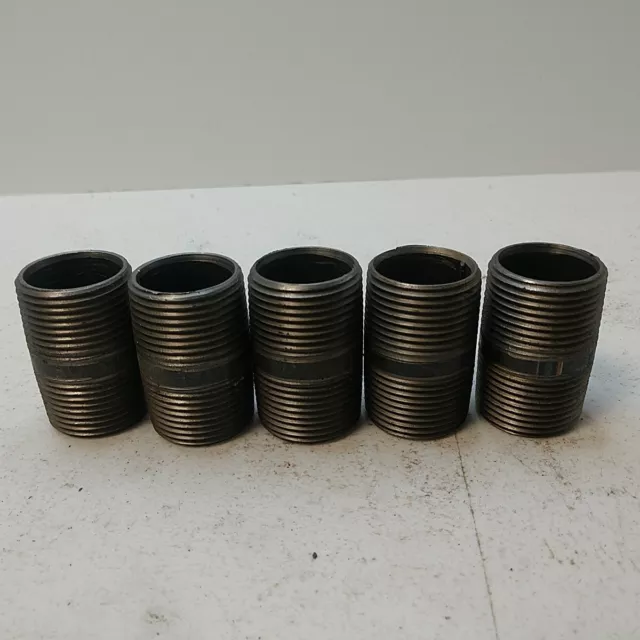 1" BLACK STEEL 2"  LONG  NIPPLE fitting pipe  1 x 2 Black iron Lot Of 10