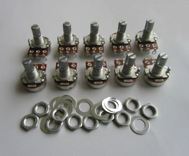 10x Linear 250K Electric Guitar Mini Pots Short Split Shaft Potentiometer B250K