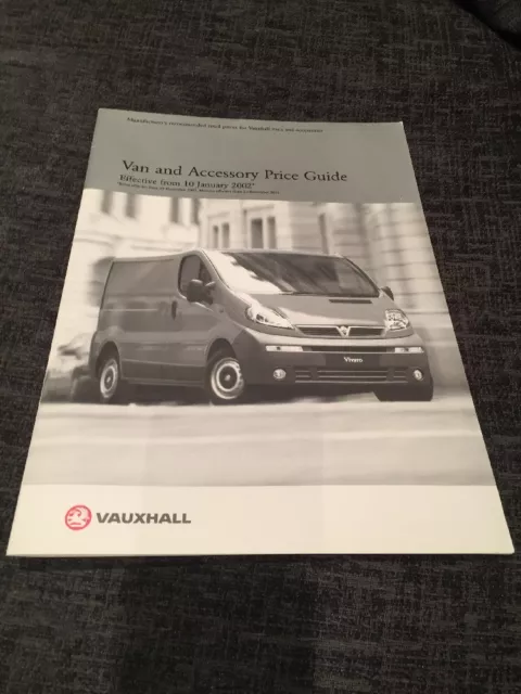 January 2002 Vauxhall Van And Accessory Price Guide UK Brochure