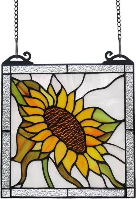 Sunflower Stained Glass Panels Window Hanging,Sunflower Suncatcher Handmade Art