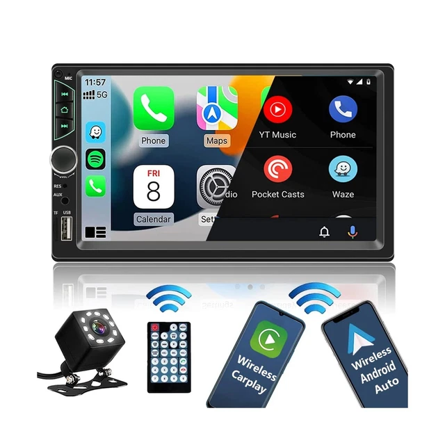 Double Din Car Stereo with Wireless Apple Carplay,Wireless Android Auto,7 inc...