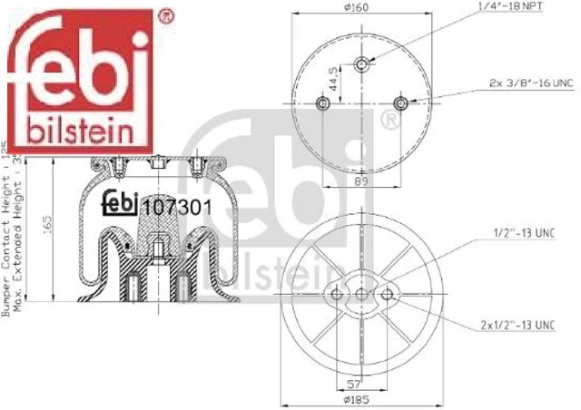 febi bilstein 107301 Federbalg für Luftfederung für Iveco