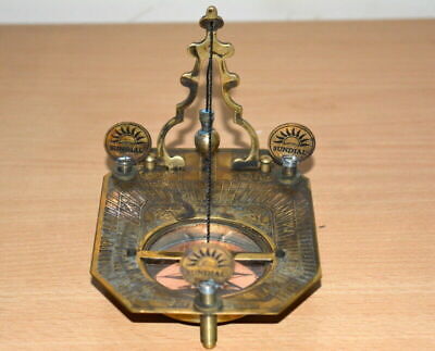 Antique vintage brass compass 4" nautical pendulum sundial & compass good gift