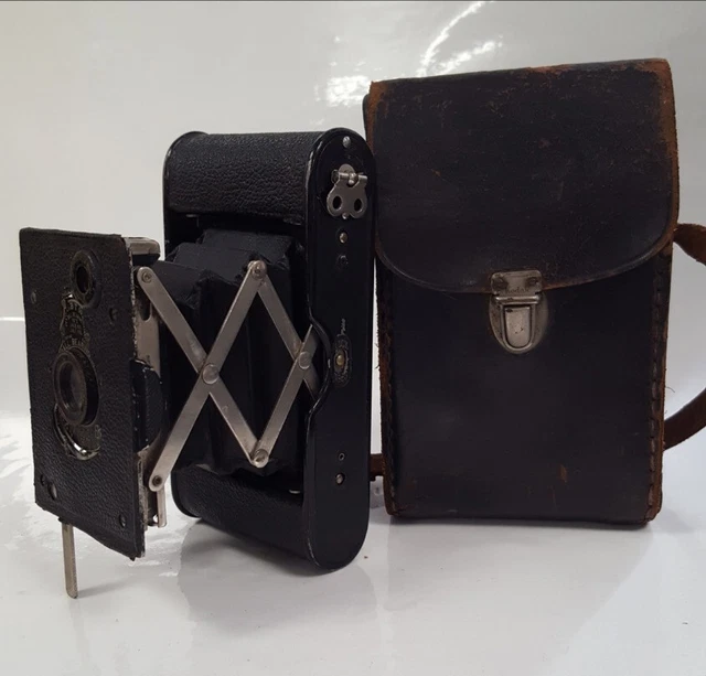 ANTIGUO 1912 EASTMAN ""CHALECO BOLSILLO KODAK"" CÁMARA DE PUNTAL AUTÓGRAFO en ESTUCHE RARO