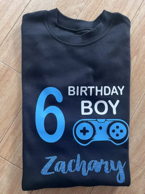 Minecraft birthday Tshirt Top 6 6th Boys Outfit Gaming Personalised Six Game