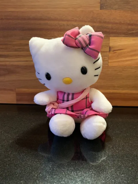 Hello Kitty Ty Beanie Plush Soft Toy 2009 Pink Tartan (Plaid) 6"