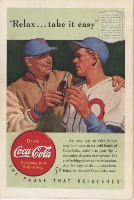 Vintage August 1940 Coca Cola "Relax...Take It Easy" Print Ad