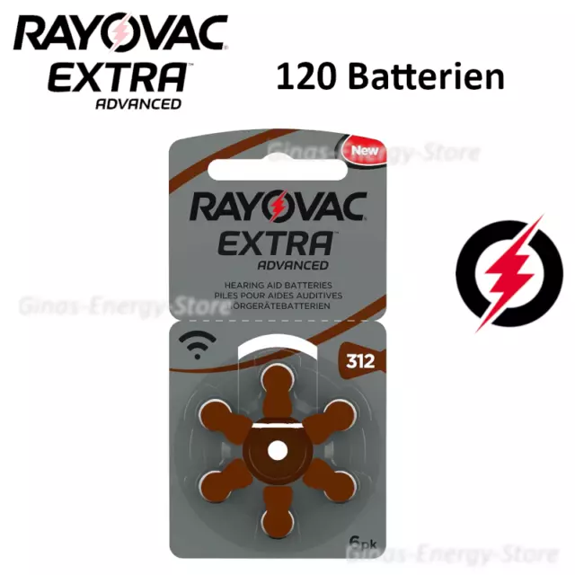 120 x Hörgerätebatterien Typ 312 Rayovac Extra Advanced ZL3