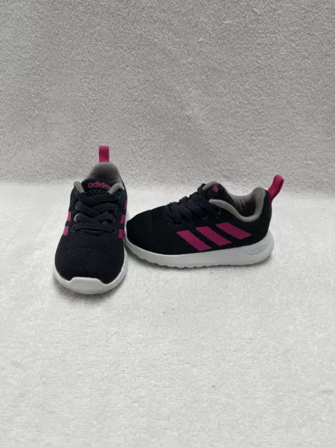 Adidas Lite Racer Infant/ Toddler Girls Navy/pink Shoes--size 5 C