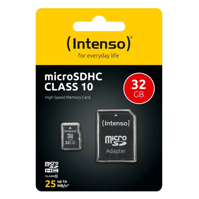 Intenso microSDHC 32GB Speicherkarte Class 10 + SDHC Card 32 GB Adapter Micro