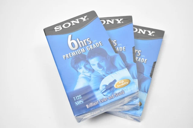 SONY  Premium Grade T-120 6-HR VHS Blank Video Cassette Tapes set 3 NEW SEALED