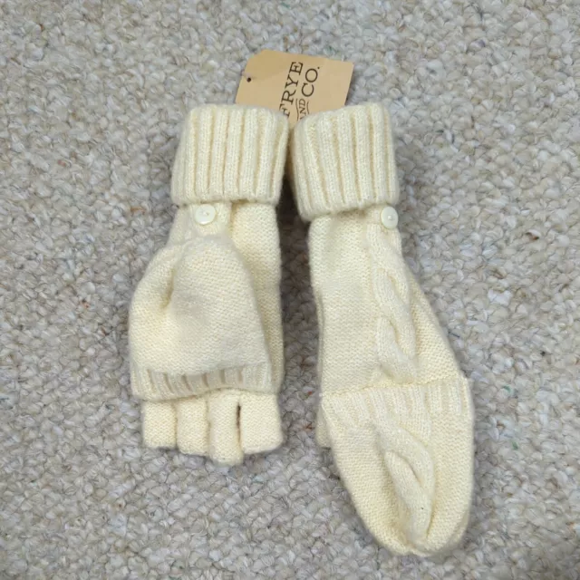 Frye & Co Cable Knit Pop Top Mitten Womens One Size Butter Cream Fingerless