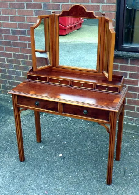 Bevan Funnell Reprodux antique style yew wood 6 drawer dressing table vanity