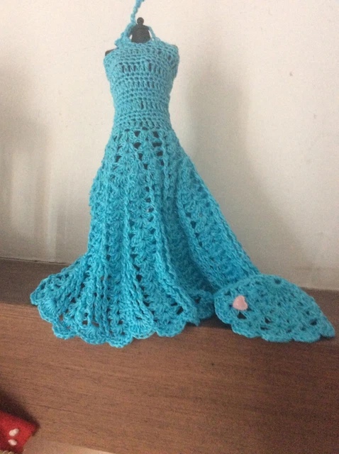 Abito+ Accessori borsa o cappello  uncinetto per Barbie pacchetto con 3 abiti 8