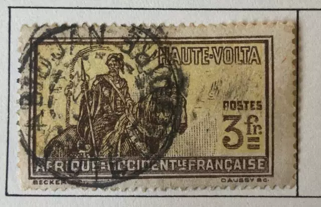 French Upper Volta 1928 Hausa warrior 3F USED SC# 62