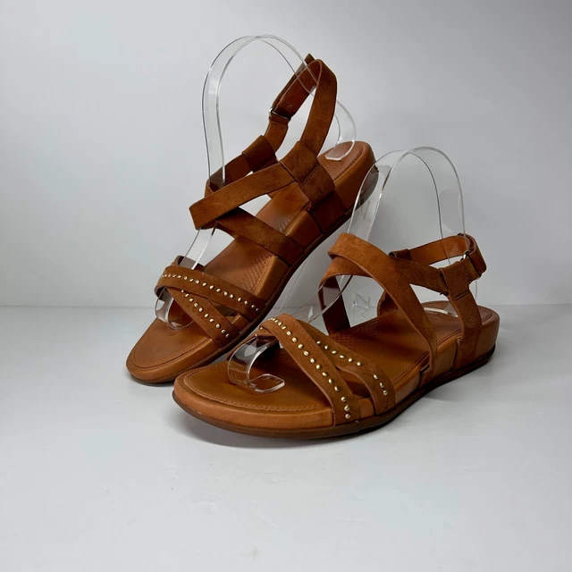 FitFlop Lumy Criss-Cross Studded Suede Sandals Brown Size UK 5 US 7 EU 38