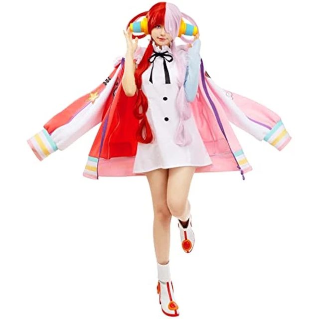 Uta Cosplay Costume Anime Red Uta Long Jacket Coat Dress Suit with Accessories