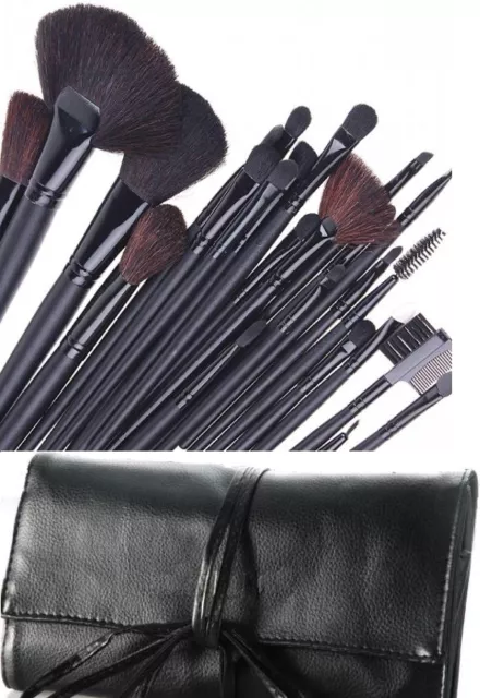 Trousse 24 Pinceaux Poils De Qualite Manche Long Pour Maquillage Professionnel