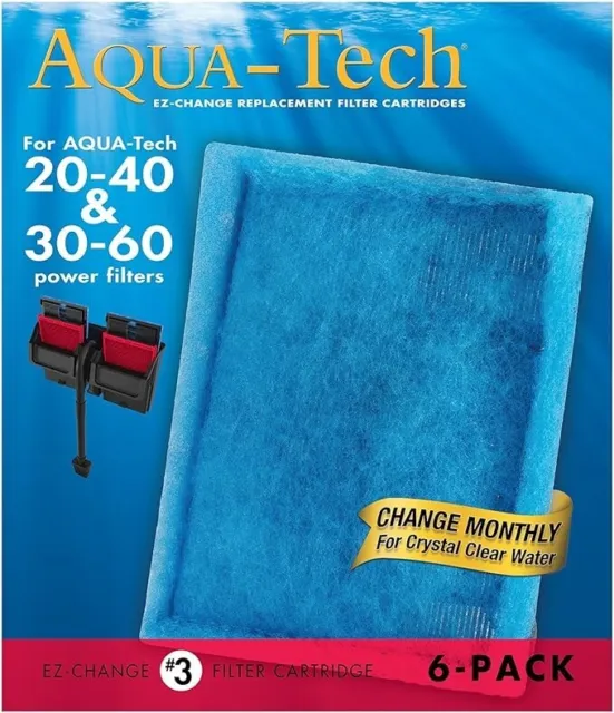Aqua-Tech EZ-Change Aquarium Filter #3 Cartridge For 20-40/30-60 Filters 6-Pack