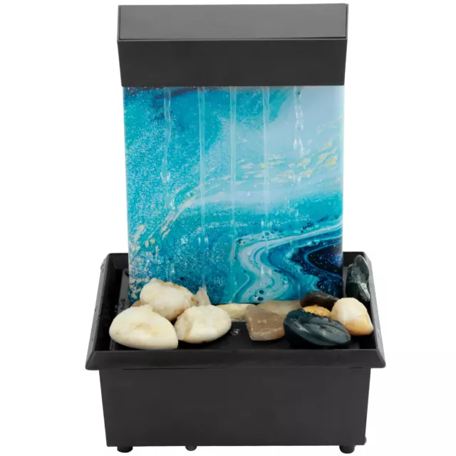 Indoor Water Fountain LED Light Waterfall Ornament Tabletop Home Decor SD