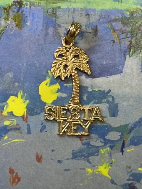 14K Yellow Gold "Siesta Key" Floria Palm Tree Charm or Pendant