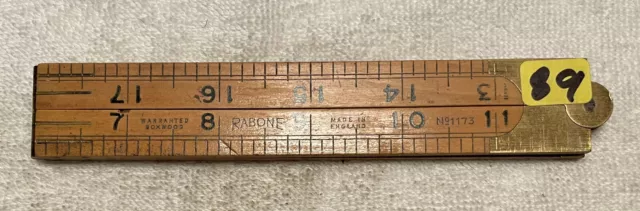 Vintage RABONE No 1173 Boxwood & Brass Folding Ruler 24 inch 89 Vintage RABONE No 1173 Boxwood & Brass Folding Ruler 24 inch 89