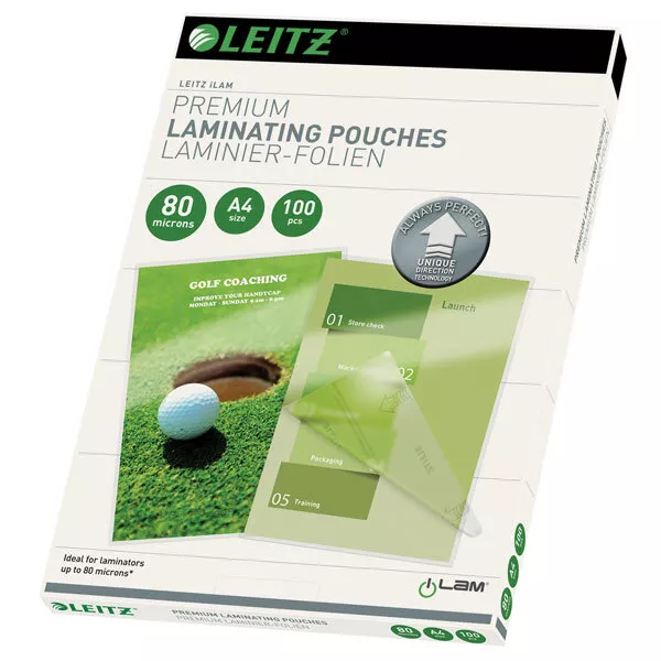 Leitz Ilam Premium Fundas de Plastificar Con Udt A4, 80 Micras Paquete De 100)