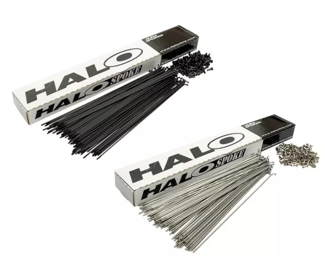 36 Halo MTB/Straßenspeichen 2 mm - schwarz oder silber Edelstahl mit Brustwarzen 12 mm