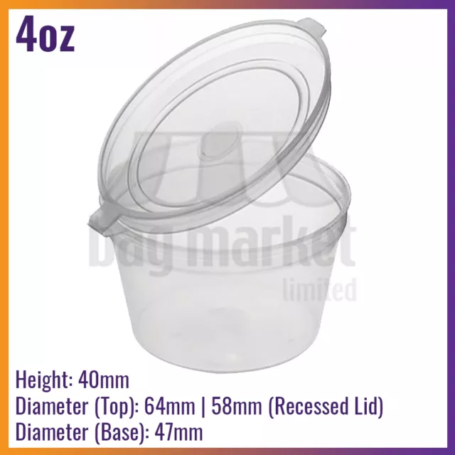 2oz Hinged Lid Container Clear Plastic Sauce Cups Food Container Deli  Takeaway