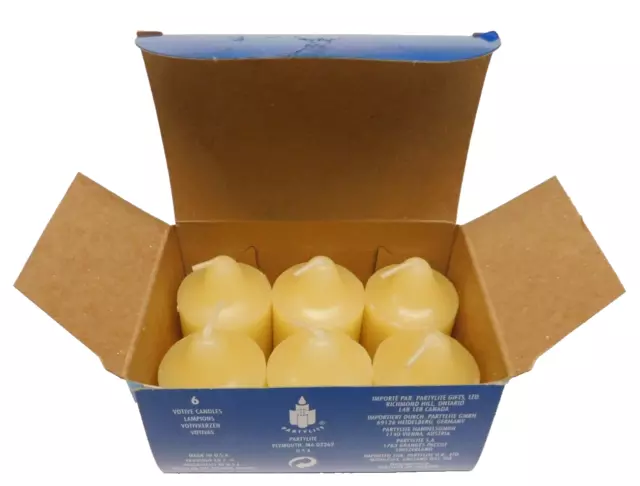 NOS Retired PartyLite Box of 6 Yellow Votive Candles Clarity V0048