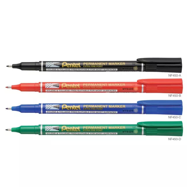 Pentel Extra Fine Permanent Marker Pen 1.6mm Bullet Tip NF450 - Select Colour