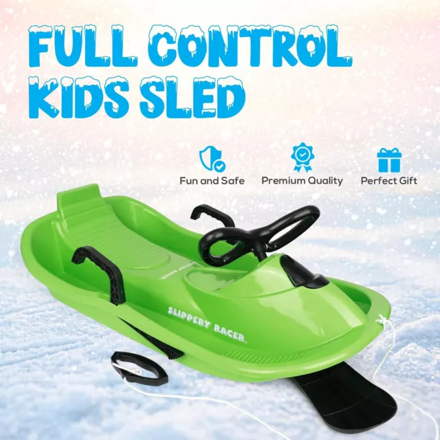 Slippery Racer Downhill Derby Kids Steerable Snow Sled 3