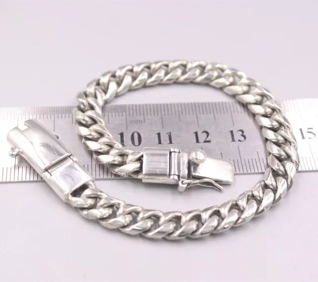 Pure S925 Sterling Silver Chain Men Women Curb Link Bracelet 39-40g