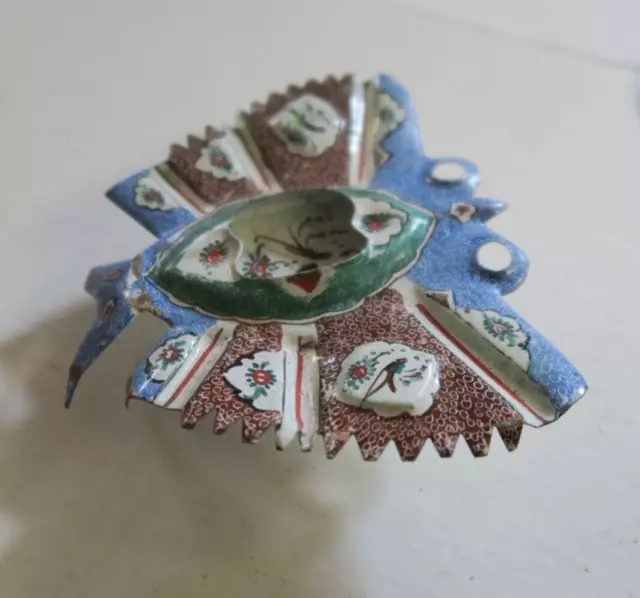 VINTAGE HAND PAINTED MINAKARI ENAMEL COPPER BUTTERFLY ASHTRAY MIDDLE EAST 1960's 3